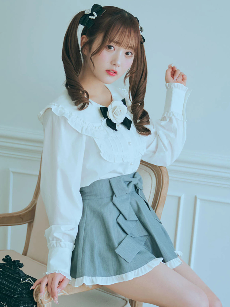 Ank Rouge アンクルージュ ローズクラシカルブラウス A ホワイト ローズクラシカルブラウス - Ank Rouge(アンクルージュ)のシャツ