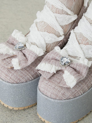 Ank Rouge ツイード厚底シューズ ブラック L ツイード厚底シューズ - Ank Rouge(アンクルージュ)のパンプス