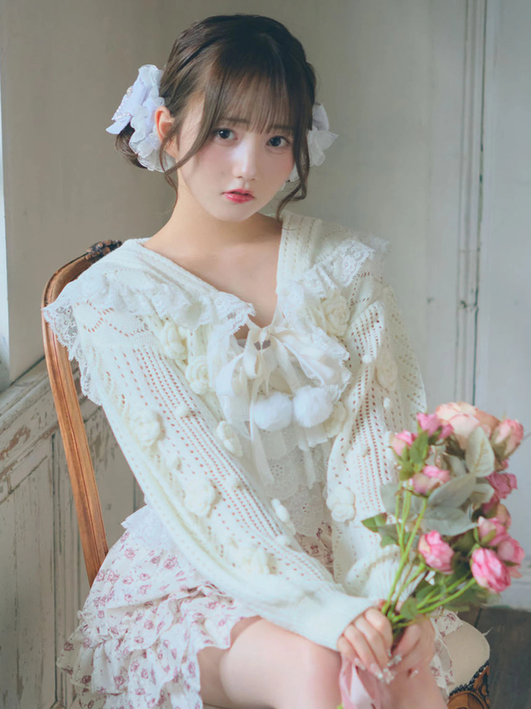 鍵編みお花モチーフニットボレロ - Ank Rouge(アンクルージュ)の