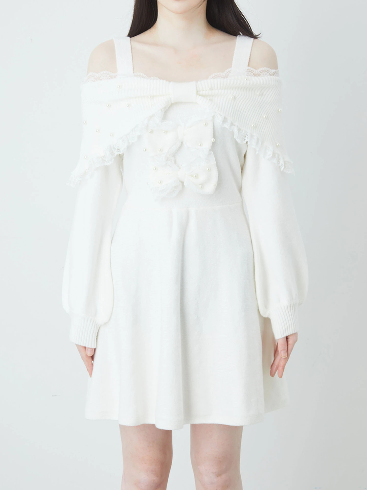 Ank Rouge オフショルダーリボンニットワンピース オフショルリボンニットワンピース - Ank Rouge(アンクルージュ