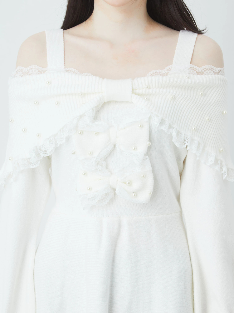 Ank Rouge オフショルダーリボンニットワンピース オフショルリボンニットワンピース - Ank Rouge(アンクルージュ