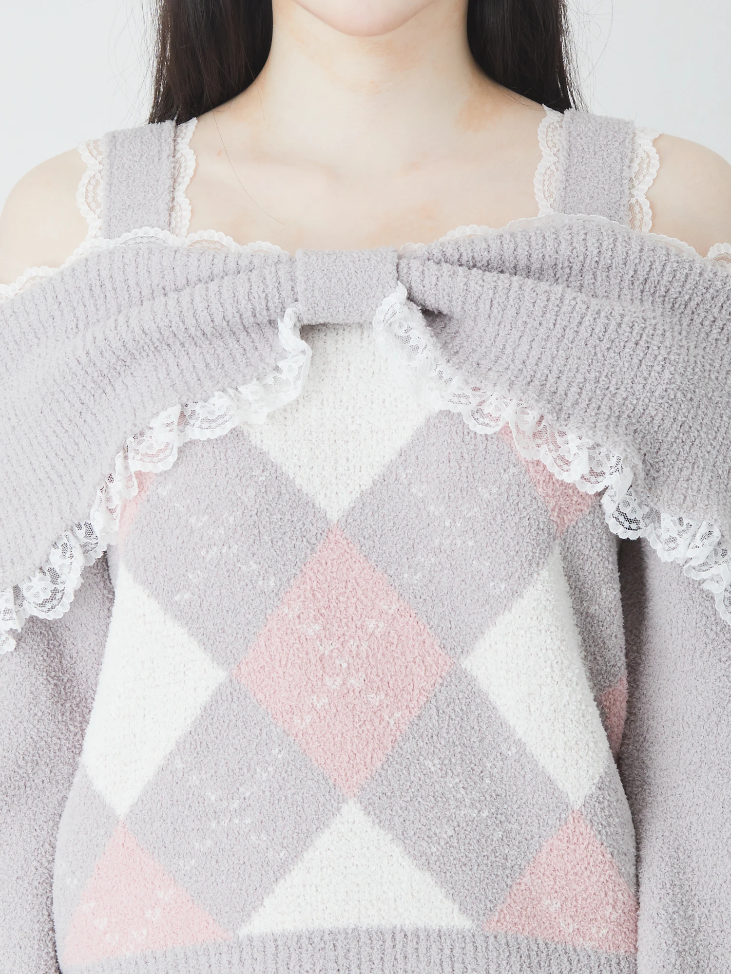 Alexander McQueen アーガイルオフショルダーニット Alexander McQueen アーガイルオフショルダーニット