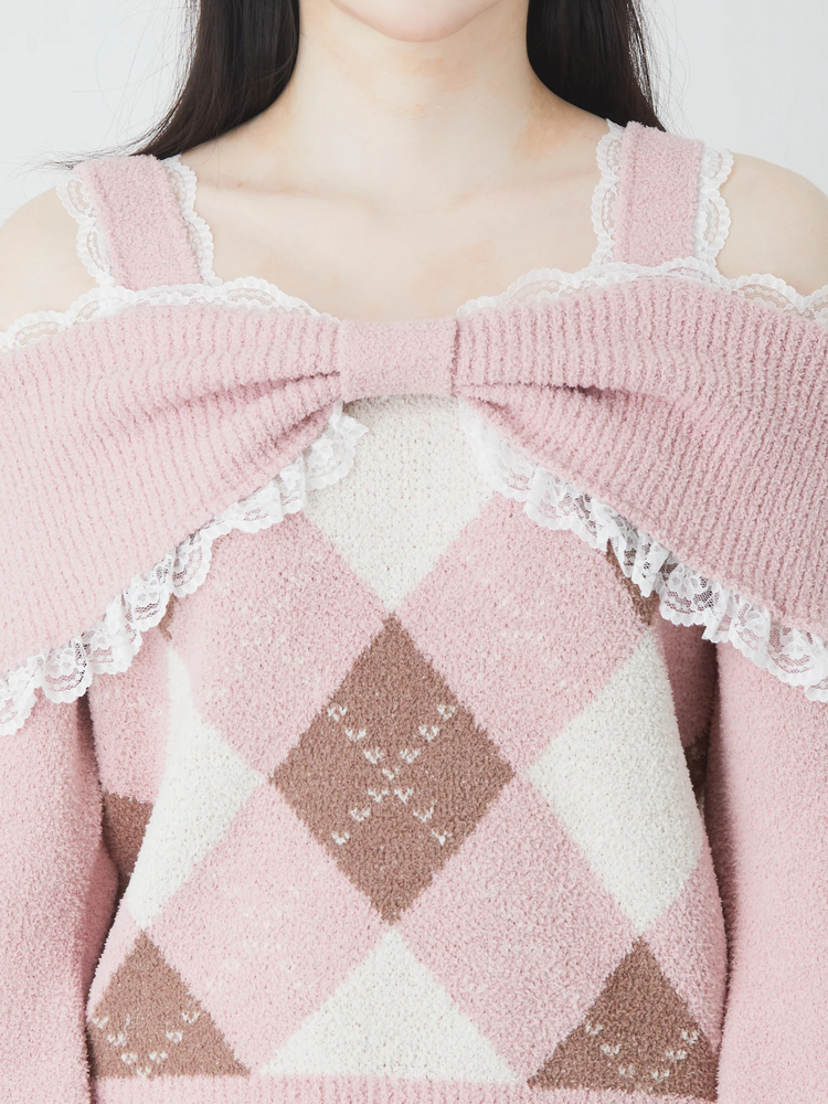 Ankrouge オフショルリボンニットワンピース オフショルリボンニットワンピース - Ank Rouge(アンクルージュ