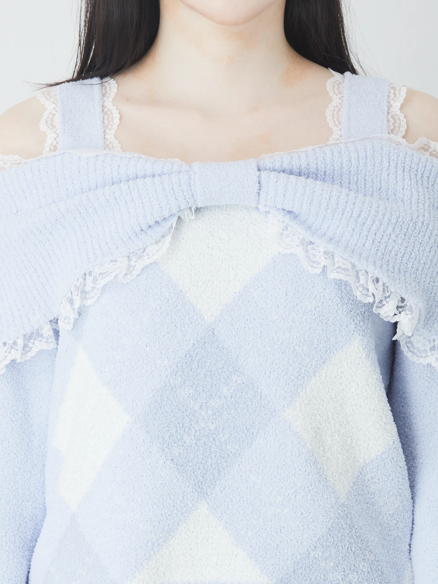 Alexander McQueen アーガイルオフショルダーニット Alexander McQueen アーガイルオフショルダーニット
