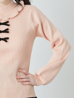 3つリボンフリルニットTOPS