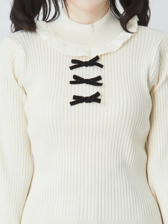 3つリボンフリルニットTOPS
