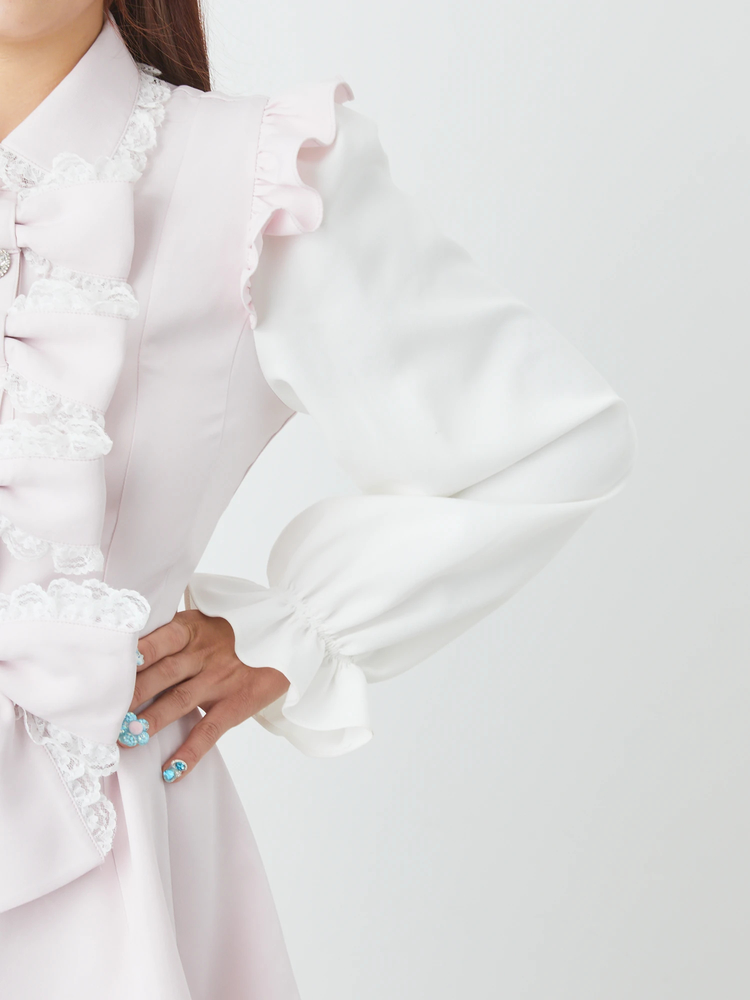 Maya Hansen リボンフリルワインレッドコルセット Maya Hansen リボン