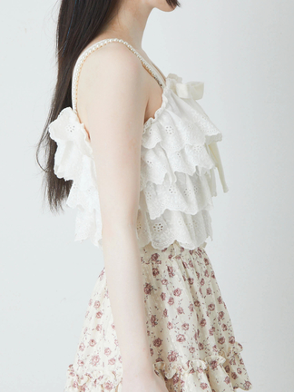 アイレネ - IRENE | Sheer Layered Tank Top-Black-36の通販
