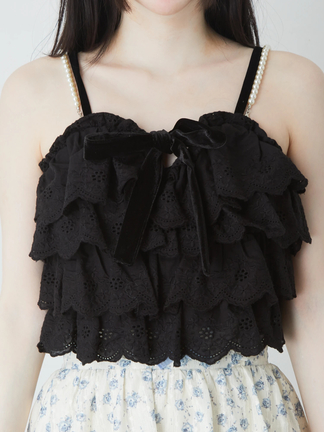 アイレネ - IRENE | Sheer Layered Tank Top-Black-36の通販