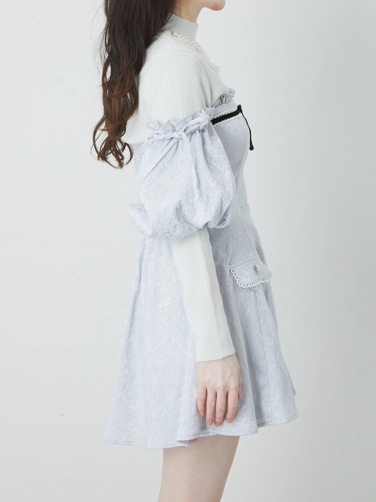 ank rouge ジャガードオフショルワンピース ブルー ジャガードオフショルワンピース - Ank Rouge(アンクルージュ)の