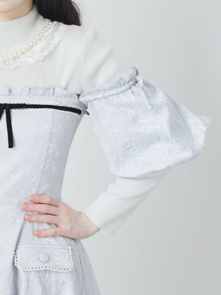 ank rouge ジャガードオフショルワンピース ブルー ジャガードオフショルワンピース - Ank Rouge(アンクルージュ)の
