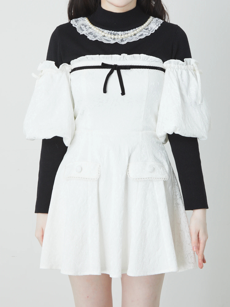 ank rouge ジャガードオフショルワンピース ブルー ジャガードオフショルワンピース - Ank Rouge(アンクルージュ)の