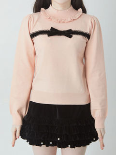 フロントベロアリボンニットTOPS
