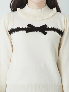 フロントベロアリボンニットTOPS