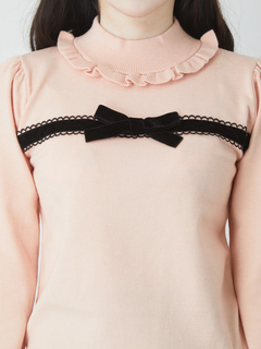 フロントベロアリボンニットTOPS