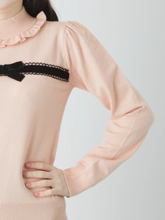 フロントベロアリボンニットTOPS