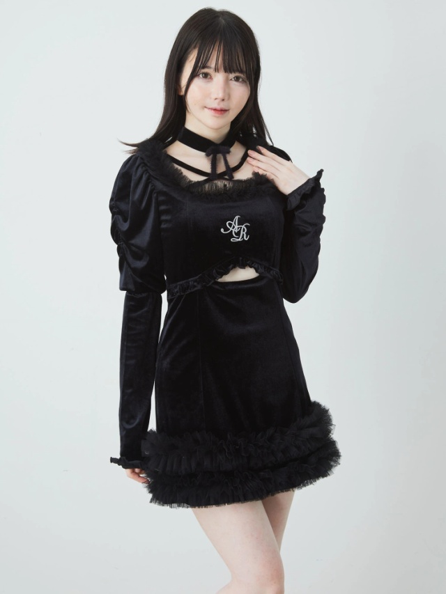 チュールフリルフロントあきベロアOP - Ank Rouge(アンクルージュ)の  