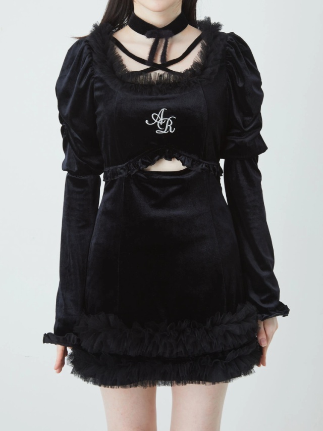 チュールフリルフロントあきベロアOP - Ank Rouge(アンクルージュ)の  