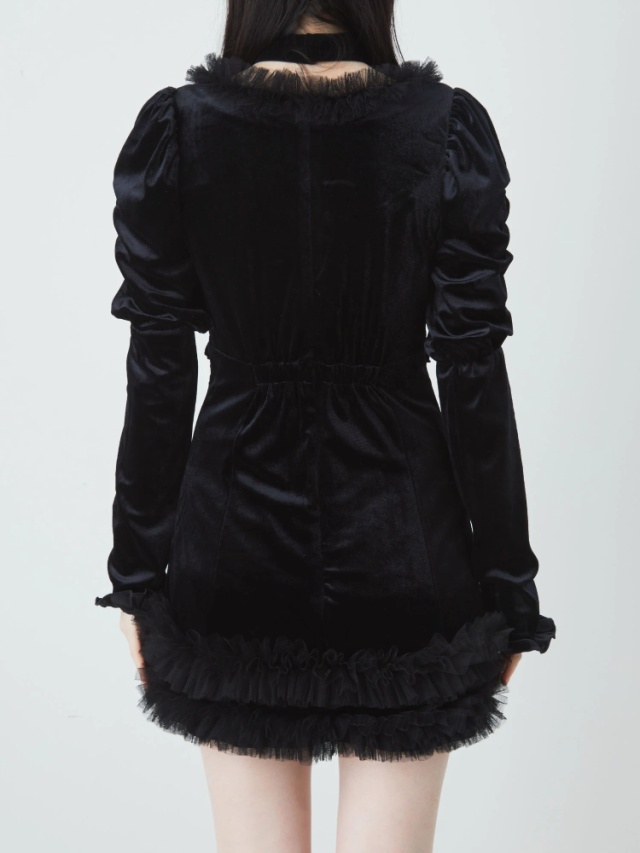 チュールフリルフロントあきベロアOP - Ank Rouge(アンクルージュ)の  