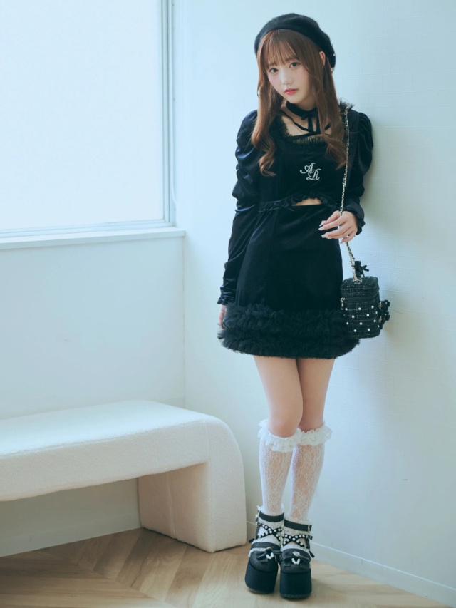 チュールフリルフロントあきベロアOP - Ank Rouge(アンクルージュ)の  