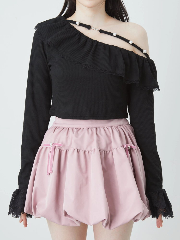 アンクルージュ サイドハ一トあきティアードワンピース＆ワンショルテレコTOPS ワンショルテレコTOPS - Ank Rouge(アンクルージュ)のTシャツ