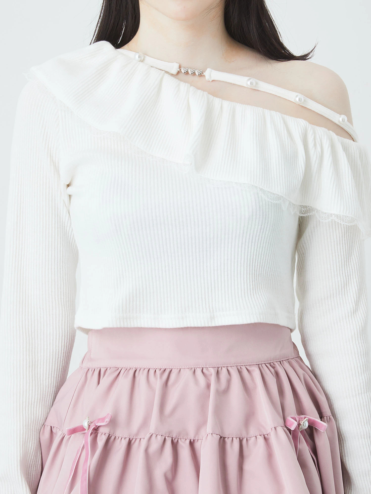 アンクルージュ サイドハ一トあきティアードワンピース＆ワンショルテレコTOPS ワンショルテレコTOPS - Ank Rouge(アンクルージュ)のTシャツ