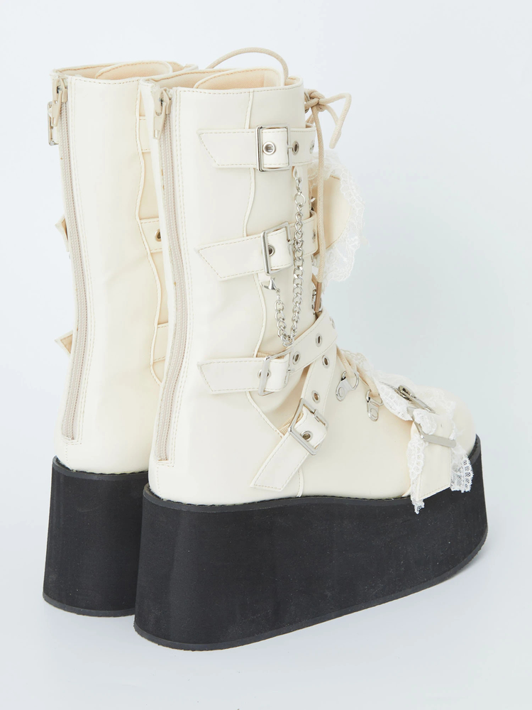 希少✨センソユニコ　花装飾　ホワイト　ブーツ　バックファスナー　t.b フリル 希少✨センソユニコ 花装飾 ホワイト ブーツ バックファスナー t.b フリル