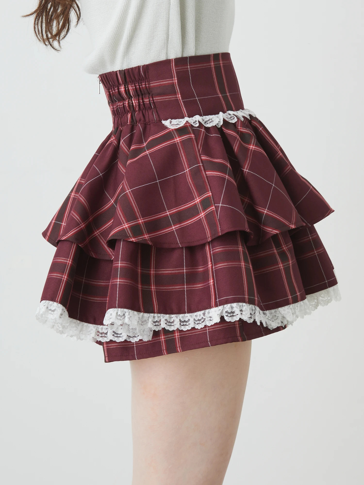 Y’s Red Label 2008AW ウールギャバ 巻きスカート 黒×赤 Y's Red Label 2008AW ウールギャバ 巻きスカート 黒×赤