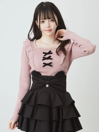 Ank Rouge 編み上げリボン 重ね着風 y2k coquette 00s axes femme