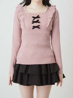 3つリボンニットTOPS