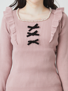 3つリボンニットTOPS