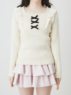 3つリボンニットTOPS