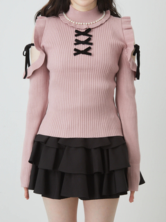 肩あきフリルリボンTOPS