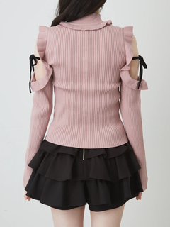 肩あきフリルリボンTOPS