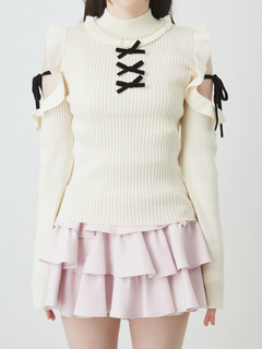 肩あきフリルリボンTOPS