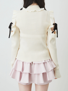 肩あきフリルリボンTOPS