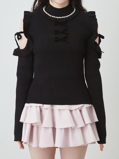 肩あきフリルリボンTOPS