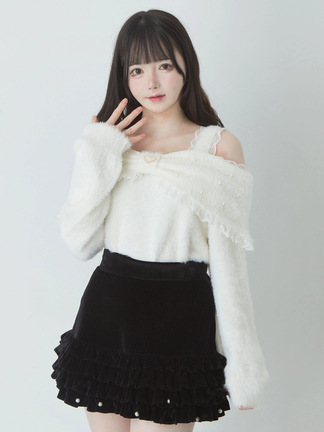 おリボンオフショルニットプルオーバー - Ank Rouge(アン