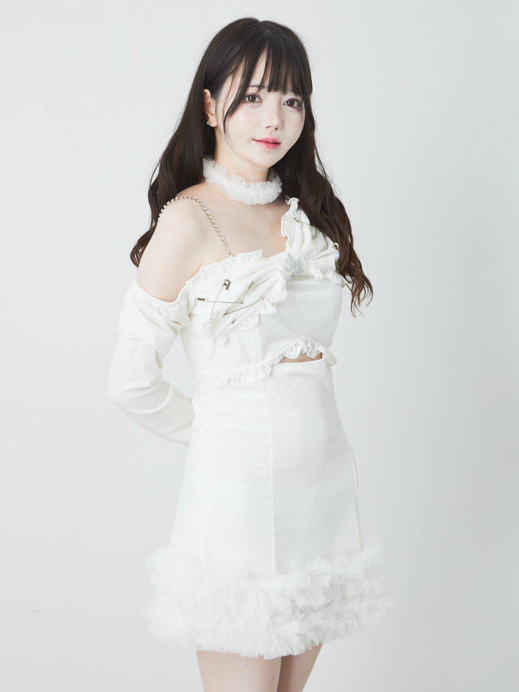 Ank Rouge ワンショルリボンワンピース ホワイト ワンピース ミニワンピ ワンショルリボンワンピース - Ank Rouge(アンクルージュ)の