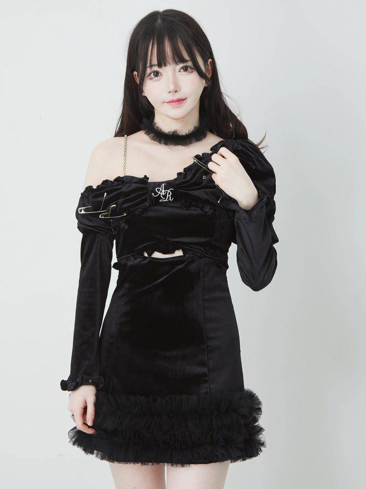 Ank Rouge ワンショルリボンワンピース ホワイト ワンピース ミニワンピ ワンショルリボンワンピース - Ank Rouge(アンクルージュ)の
