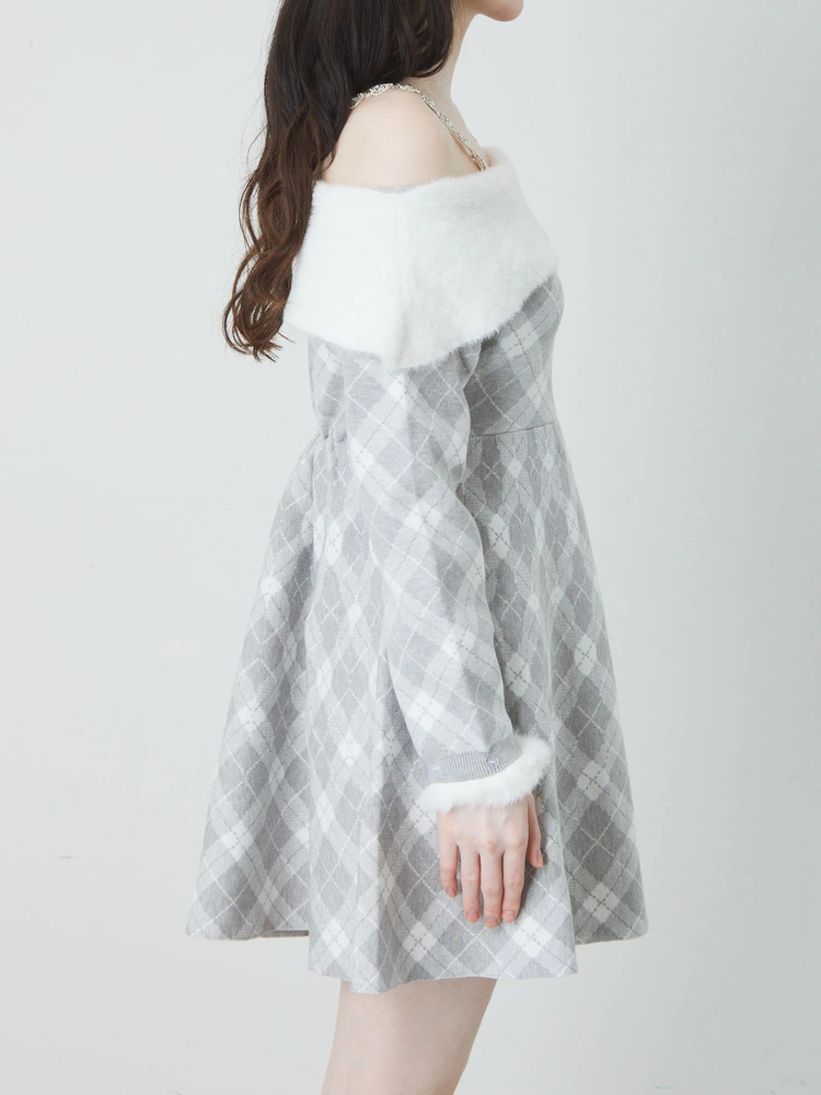 キラキラストラップチェックニットOP - Ank Rouge(アンクルージュ)の