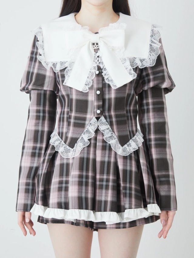 チェックプリンセススリーブTOPS - Ank Rouge(アンクルージュ)のT  