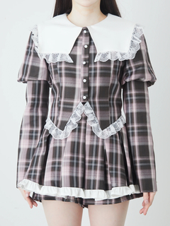 チェックプリンセススリーブTOPS