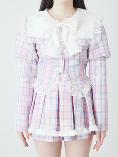 チェックプリンセススリーブTOPS