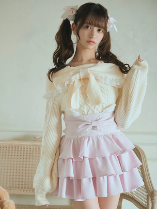 evelyn リボンオフショルニットOP ピンク【即日発送】6/28〆 evelyn リボンオフショルニットOP ピンク【即日発送】｜Yahoo