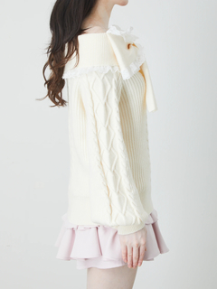 リボンオフショルニットTOPS