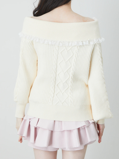 リボンオフショルニットTOPS