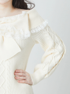 リボンオフショルニットTOPS