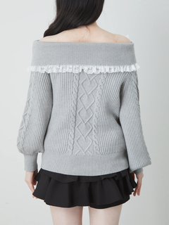 リボンオフショルニットTOPS