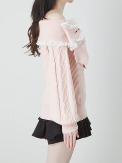 リボンオフショルニットTOPS